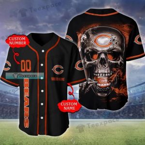Personalized Fire Skull Chicago Bears Baseball Jersey