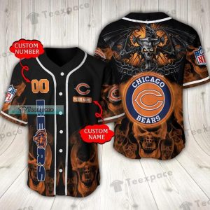 Personalized Flame Dragon Skull Chicago Bears Baseball Jersey