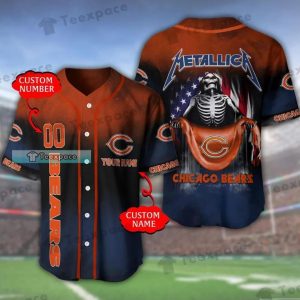Personalized Metallica Skeleton Chicago Bears Baseball Jersey