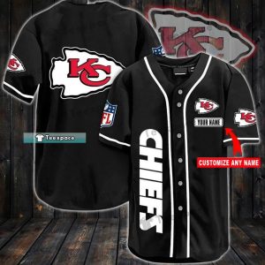 Personalized Name Black Kansas City Chiefs Baseball Jersey 1