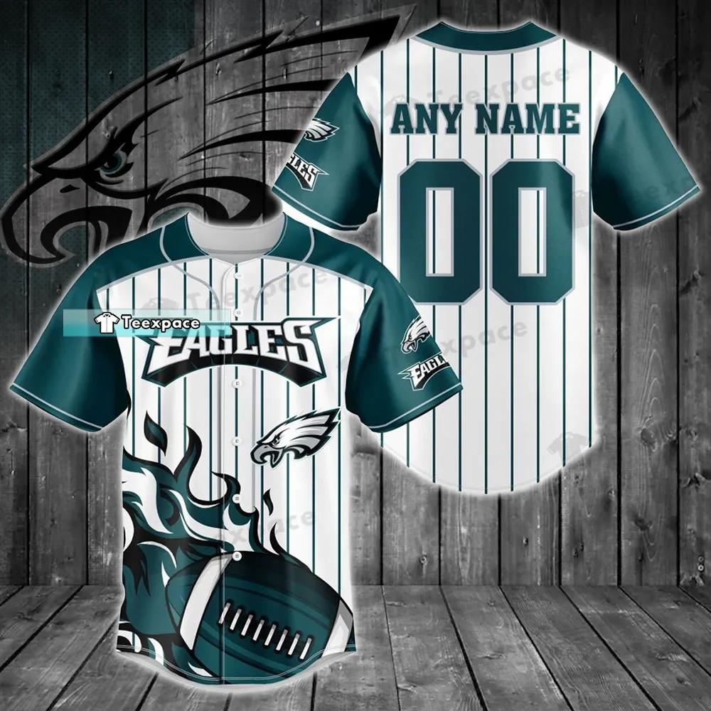 Personalized Name Number Fire Football Eagles 3D Baseball Jersey - Teexpace