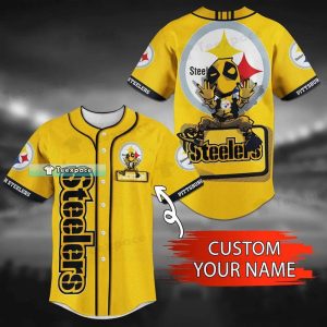 Personalized Pittsburgh Steelers Dreadpool Chibi Baseball Jersey 1