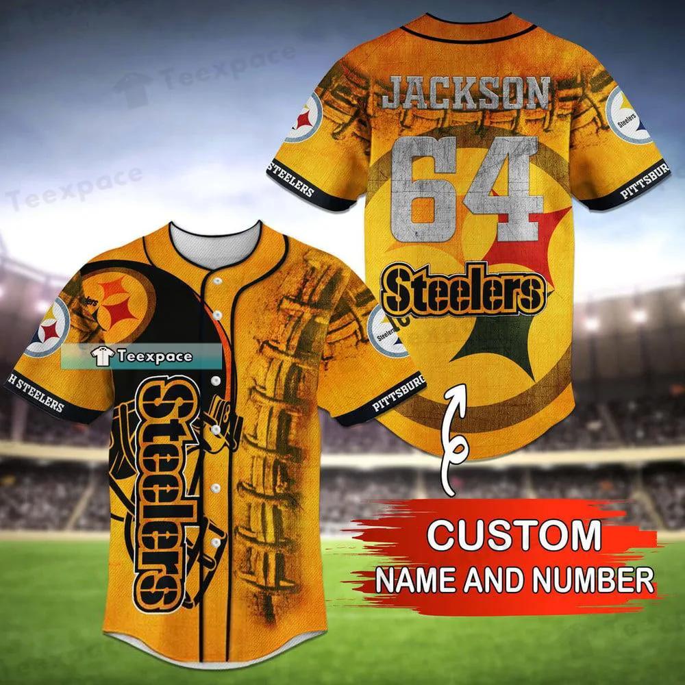 Personalized Yellow Steelers Baseball Jersey - Teexpace