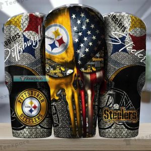 Steelers NFL Skull Iron Pattern For Sports Tumbler