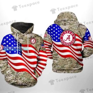Alabama Crimson Tide American Flag Army Camo Pattern Hoodie