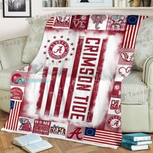 Alabama Crimson Tide American Flag Style Sherpa Blanket