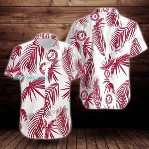 Alabama Crimson Tide Flower Leaf Pattern Hawaiian Shirt