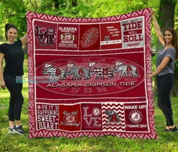 Alabama Crimson Tide Four Elephants Plush Blanket