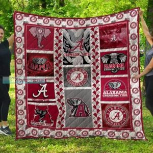 Alabama Crimson Tide Logo Square Pattern Sherpa Blanket 1