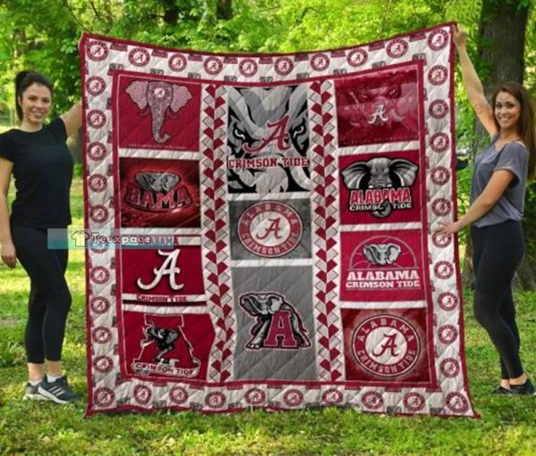 Alabama Crimson Tide Logo Square Pattern Sherpa Blanket