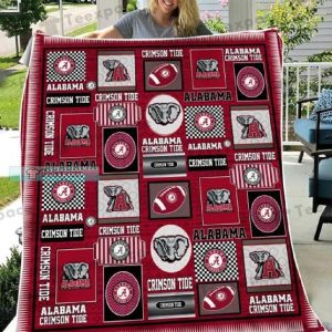 Alabama Crimson Tide Rugby Ball Elephant Pattern Fleece Blanket 2