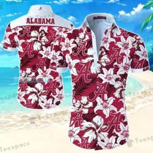 Alabama Crimson Tide Summer Floral Pattern Hawaiian Shirt