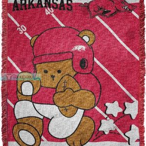 Arkansas Razorbacks Bear Star Pattern Fuzzy Blanket