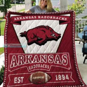Arkansas Razorbacks EST 1894 Rugby Ball Fuzzy Blanket