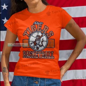 Auburn Tigers Basketball Mascot Pattern T Shirt Womens