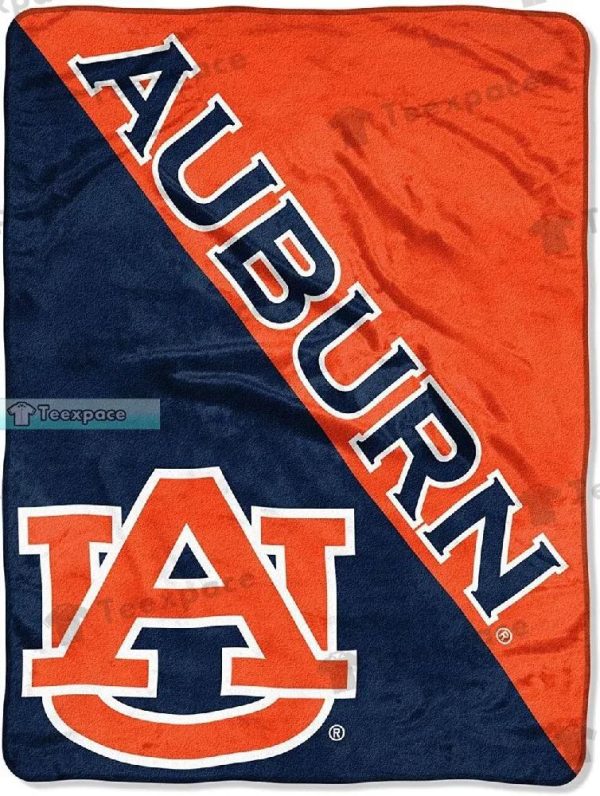 Auburn Tigers Big Logo Cross Line Letter Fleece Blanket