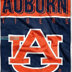 Auburn Tigers BigLogo Letter Pattern Sherpa Blanket 1