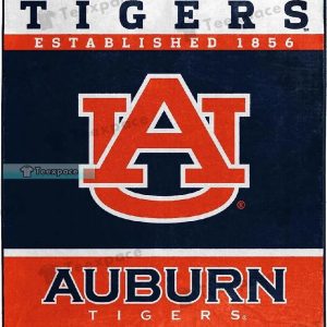 Auburn Tigers EST 1856 Big Logo Letter Pattern Sherpa Blanket