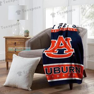 Auburn Tigers EST 1856 Big Logo Letter Pattern Sherpa Blanket 2
