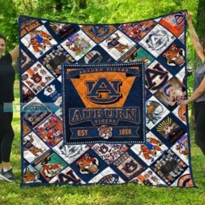 Auburn Tigers EST 1856 Square Texture Plush Blanket