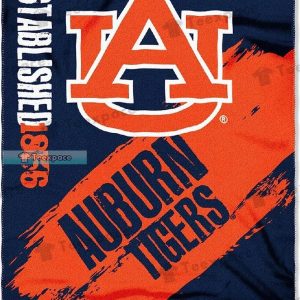 Auburn Tigers Logo Letter Brush Pattern Fuzzy Blanket 1