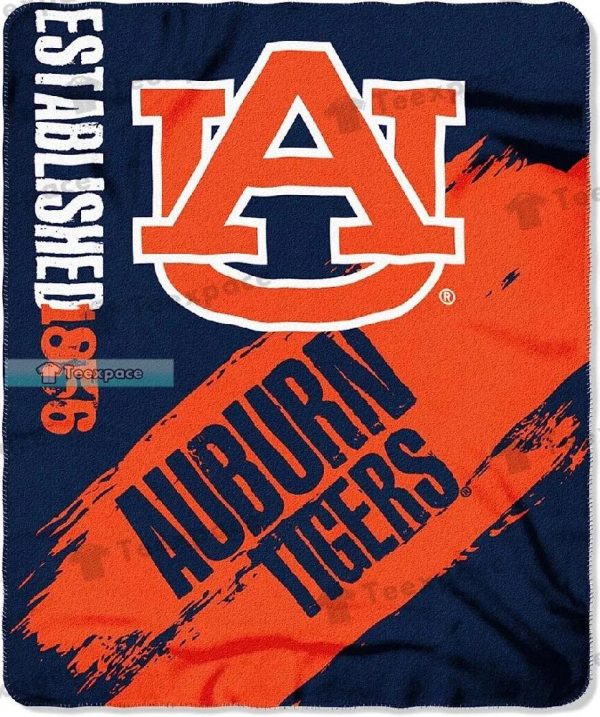 Auburn Tigers Logo Letter Brush Pattern Fuzzy Blanket