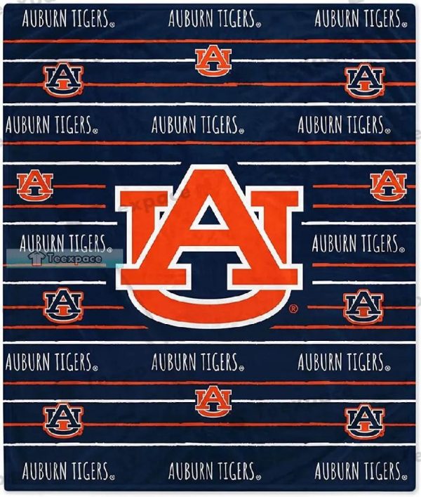 Auburn Tigers Stripes Logo Letter Pattern Throw Blanket