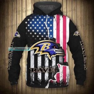 Baltimore Ravens American Flag Dusty Style Hoodie
