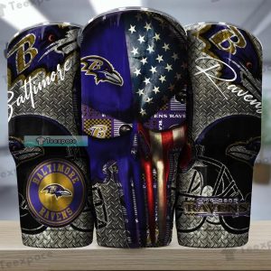 Baltimore Ravens American Skull Iron Pattern Tumbler