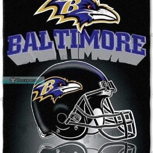 Baltimore Ravens Big Logo Helmet Texture Fleece Blanket 1