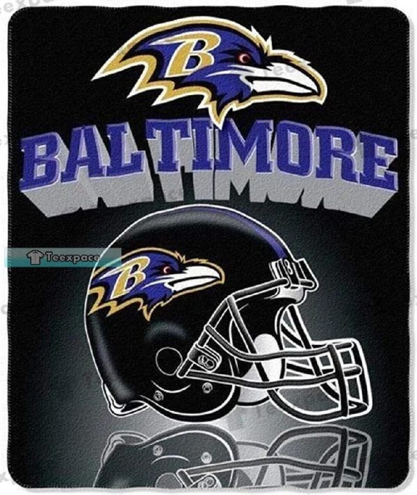 Baltimore Ravens Big Logo Helmet Texture Fleece Blanket