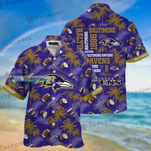 Baltimore Ravens Coconut Rugby Ball Texture Hawaii Shirt