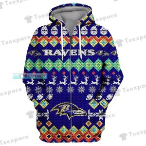 Baltimore Ravens Colorful Christmas Hoodie 3