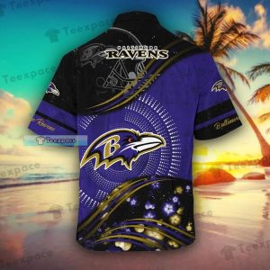 Baltimore Ravens Curved Floral Pattern Hawaii Shirt