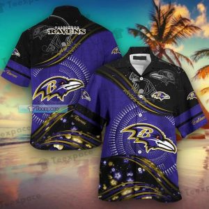 Baltimore Ravens Curved Floral Pattern Hawaii Shirt