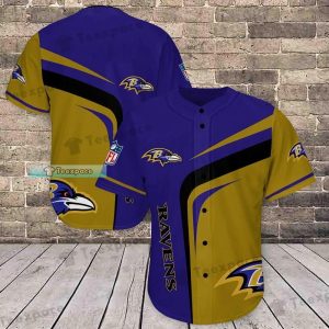 Baltimore Ravens Curved Sharp Pattern Baseball Jersey Shirt