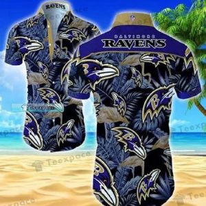 Baltimore Ravens Dark Floral Pattern Hawaiian Shirt 1 1