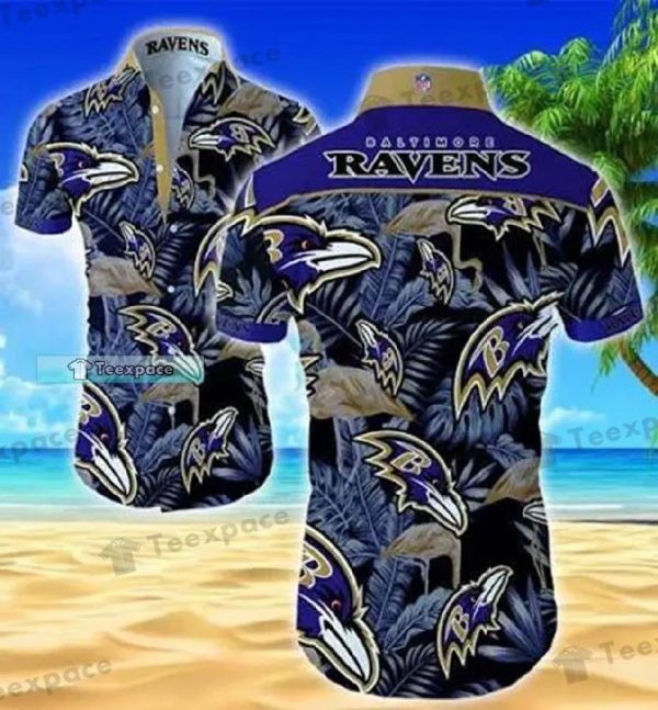 Baltimore Ravens Dark Floral Pattern Hawaiian Shirt