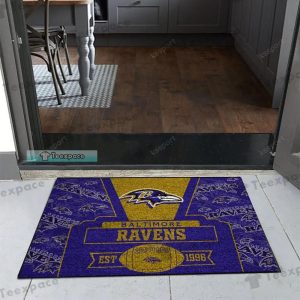 Baltimore Ravens EST 1996 Logo Pattern Doormat 3