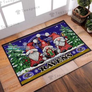 Baltimore Ravens Gnomies Christmas Doormat