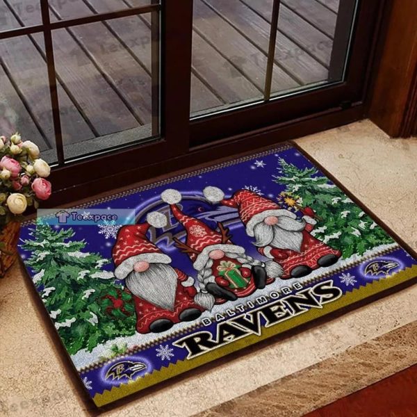 Baltimore Ravens Gnomies Christmas Doormat
