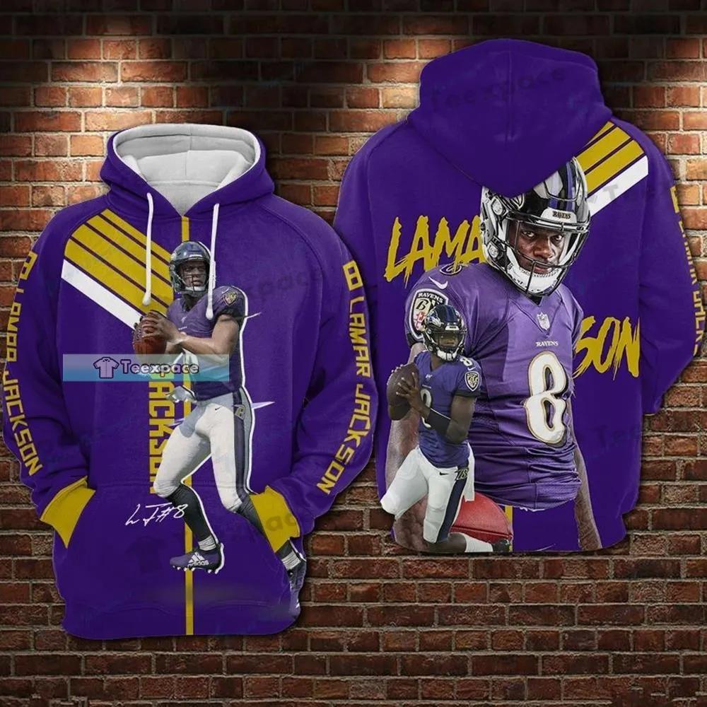 Baltimore Ravens Lamar Jackson All Over Hoodie - Teexpace