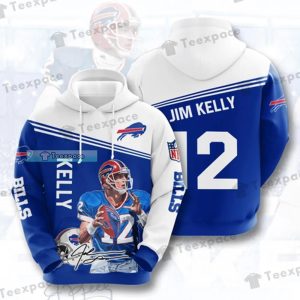 Buffalo Bills #12 Jim Kelly Signature Pullover Hoodie