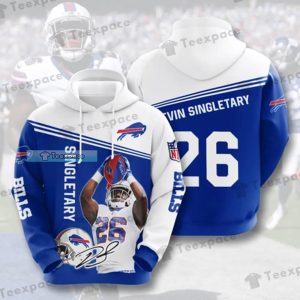 Buffalo Bills #26 Devin Singletary Signature Pullover 3D Hoodie