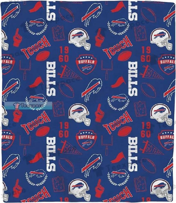 Buffalo Bills Football Helmet Stickers Pattern Throw Blanket