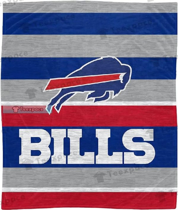 Buffalo Bills Grey Blue Red Stripes Comfy Throw Blanket
