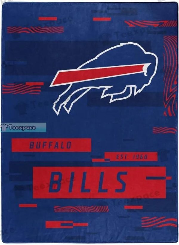 Buffalo Bills Wavy Blue Comfy Throw Blanket