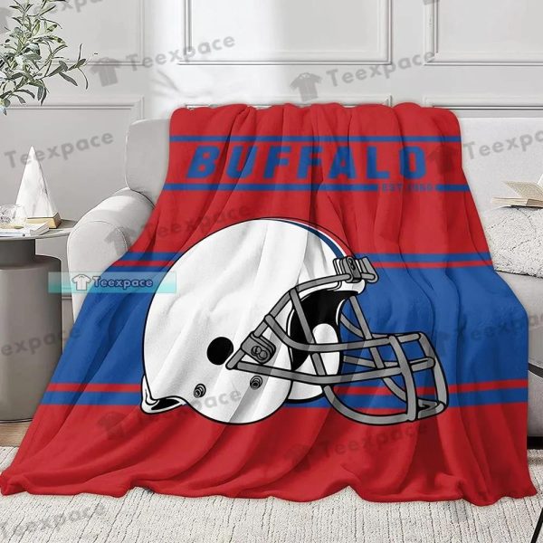 Buffalo Bills White Football Helmet Fleece Blanket