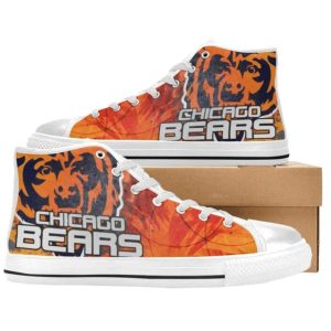 Chicago Bears Big Logo Fire Texture High Top Canvas Shoes