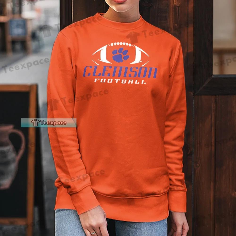 Clemson Tigers Pawprint Football Long Sleeve Shirt